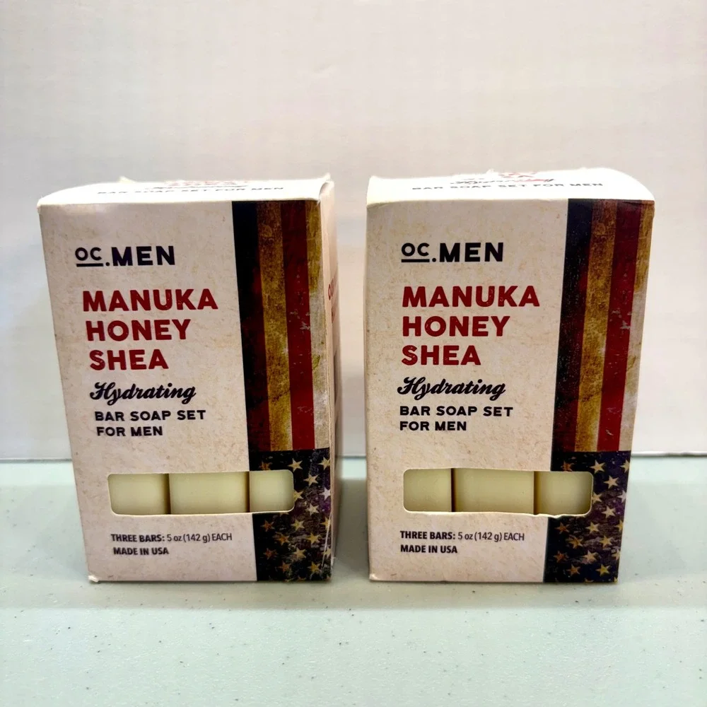 OC MEN Bar Soap Set Men TWO 3-Packs Manuka Honey Shea Hydrating Natural USA Eco